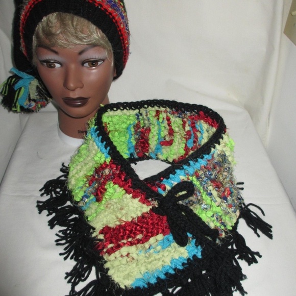 HAT SCARF ALPACA wool Crochet NEW 2 PC SET Handmade Knitted 20"-22" SCARF WOMEN - Picture 3 of 7